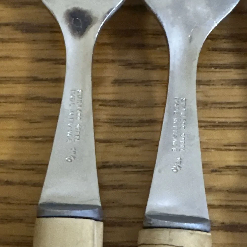 VTG Natural Bamboo Handle Flatware-Made in France Stainless Steel-12 Pieces
